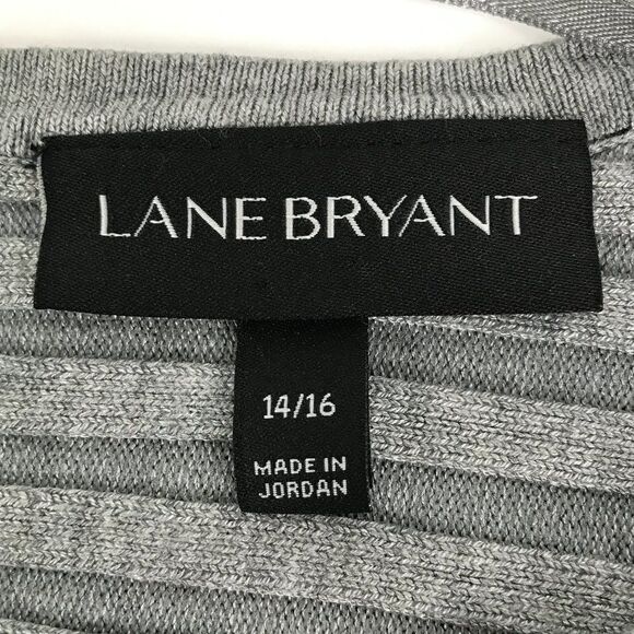 Lane Bryant Ribbed Knit Keyhole Sweater Women's Plus Size 14/16 Gray 3/4-Sleeve - Picture 9 of 11